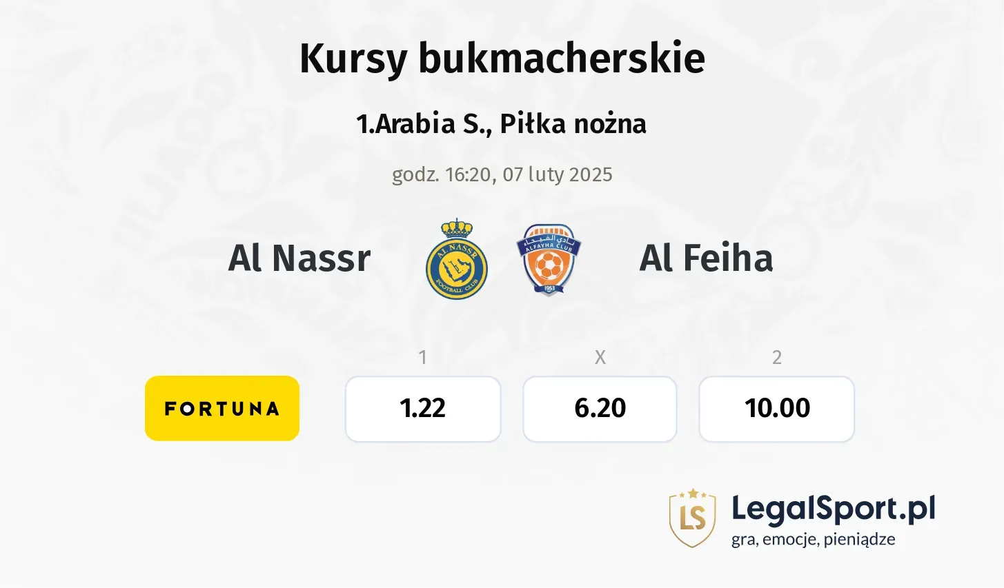 Al Nassr - Al Feiha typy, kursy