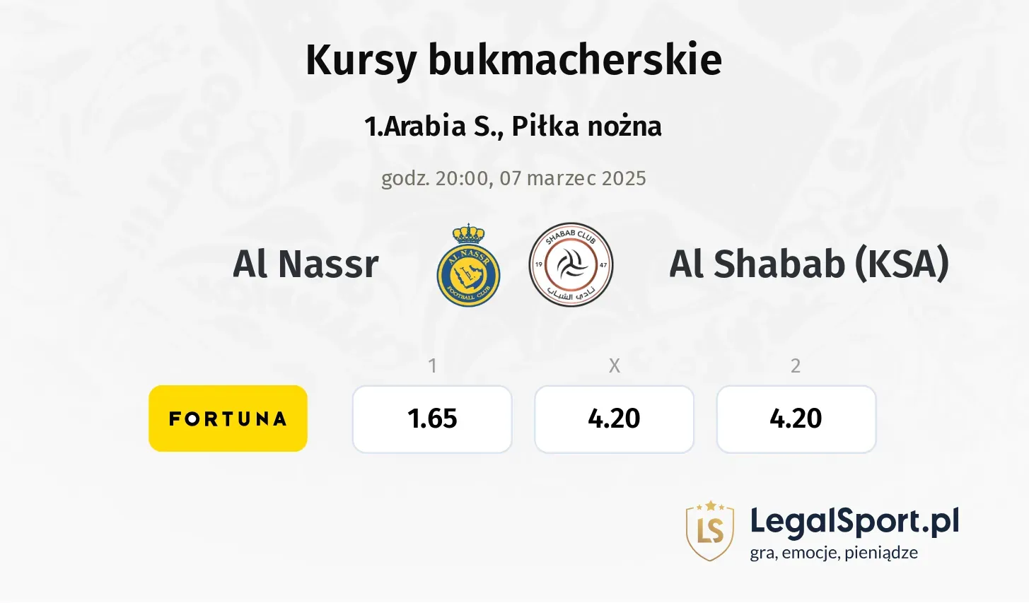 Al Nassr - Al Shabab (KSA) promocje bonusy na mecz