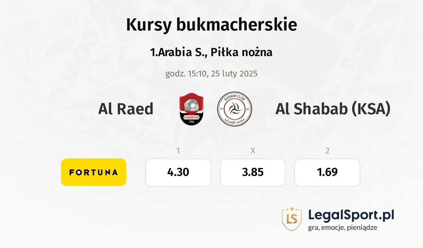 Al Raed - Al Shabab (KSA) promocje bonusy na mecz