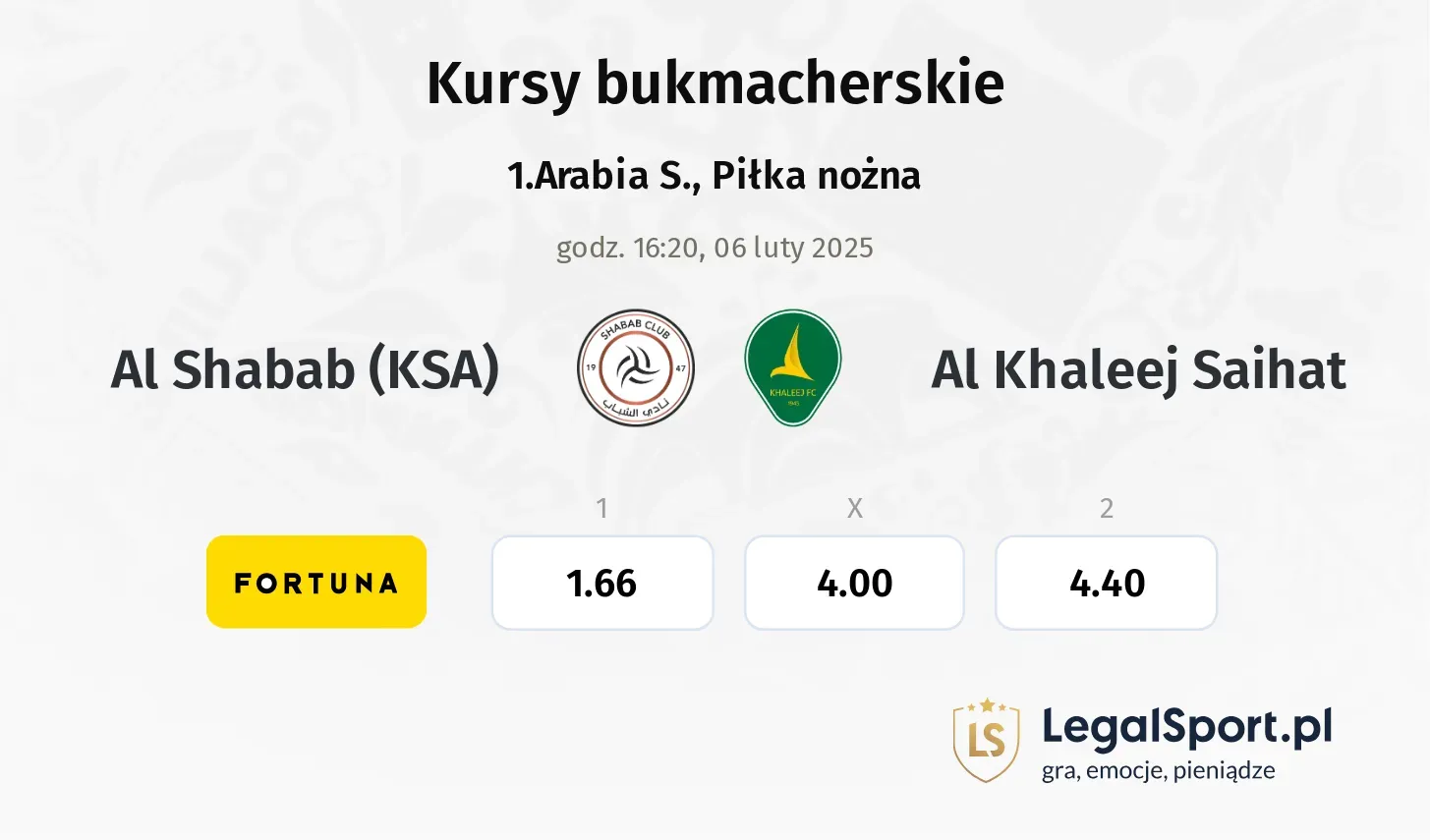 Al Shabab (KSA) - Al Khaleej Saihat promocje bonusy na mecz