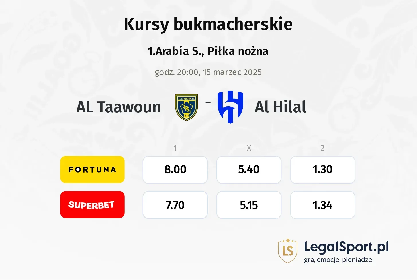 AL Taawoun - Al Hilal promocje bonusy na mecz