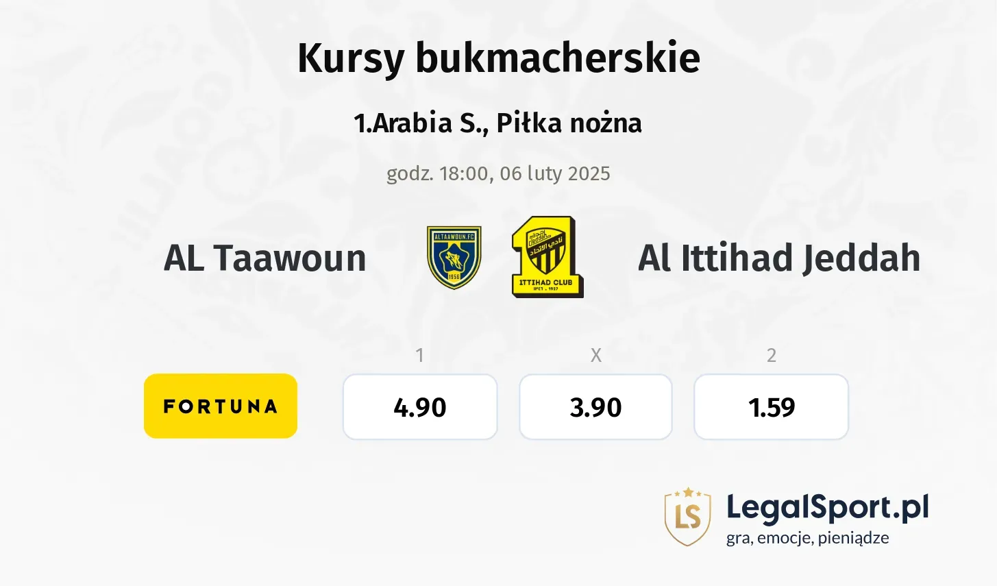 AL Taawoun - Al Ittihad Jeddah typy, kursy