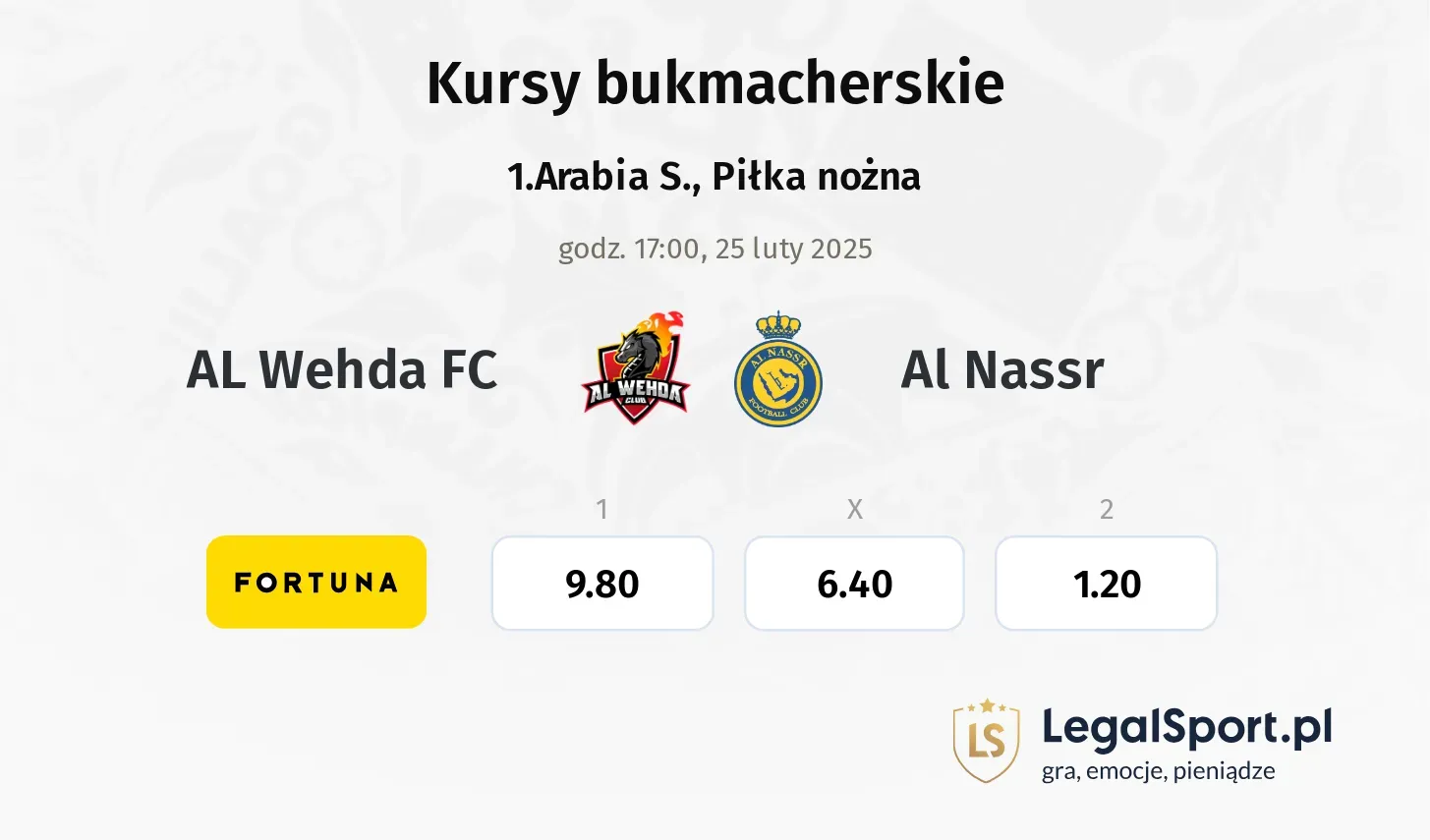 AL Wehda FC - Al Nassr typy, kursy