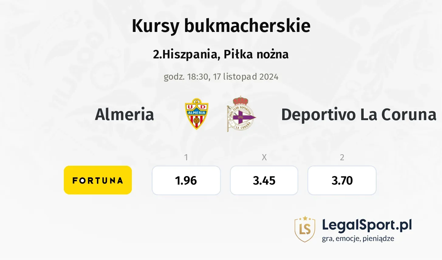 Almeria - Deportivo La Coruna promocje bonusy na mecz