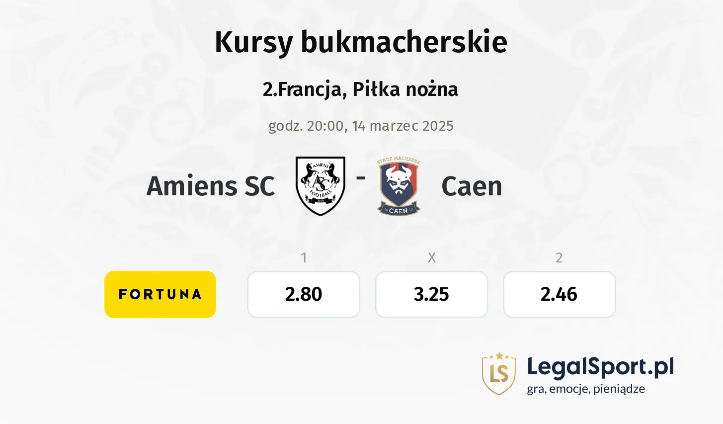 Amiens SC - Caen typy, kursy