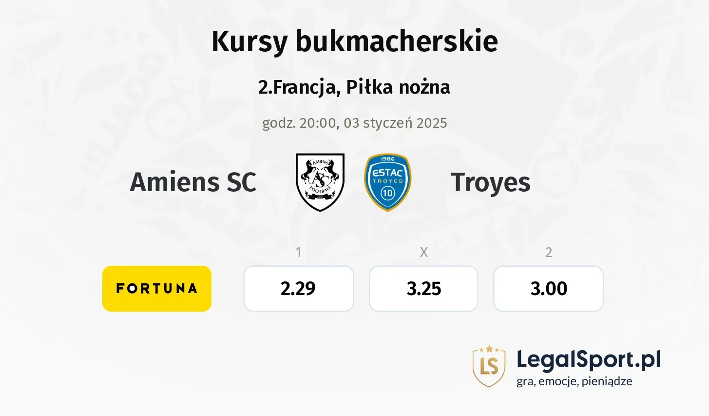 Amiens SC - Troyes typy, kursy