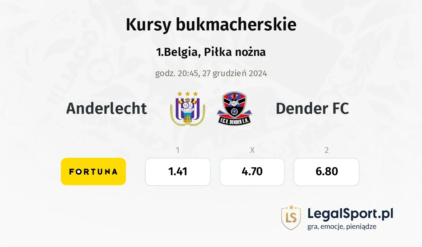 Anderlecht - Dender FC typy, kursy