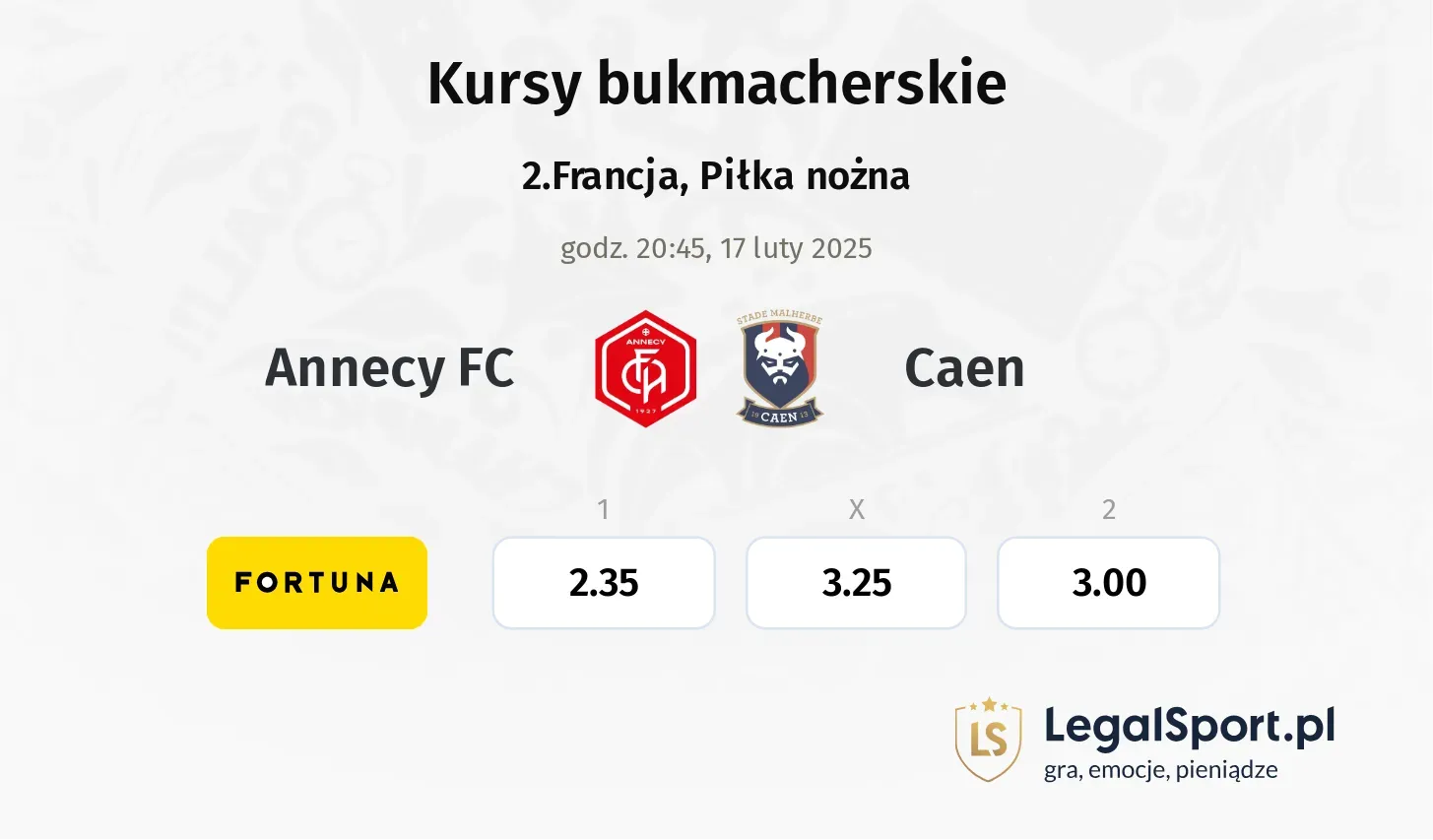 Annecy FC - Caen promocje bonusy na mecz