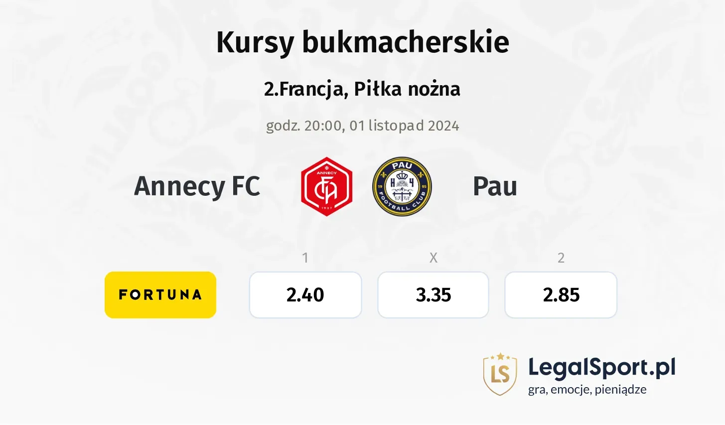 Pau - Annecy FC typy, kursy