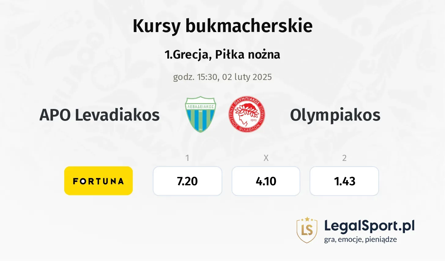 APO Levadiakos - Olympiakos promocje bonusy na mecz