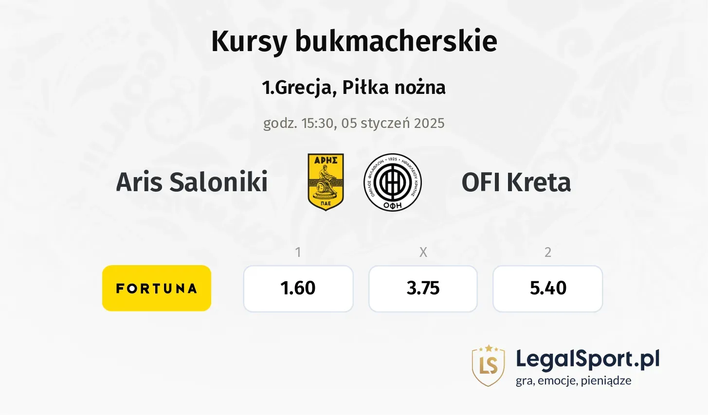 Aris Saloniki - OFI Kreta promocje bonusy na mecz