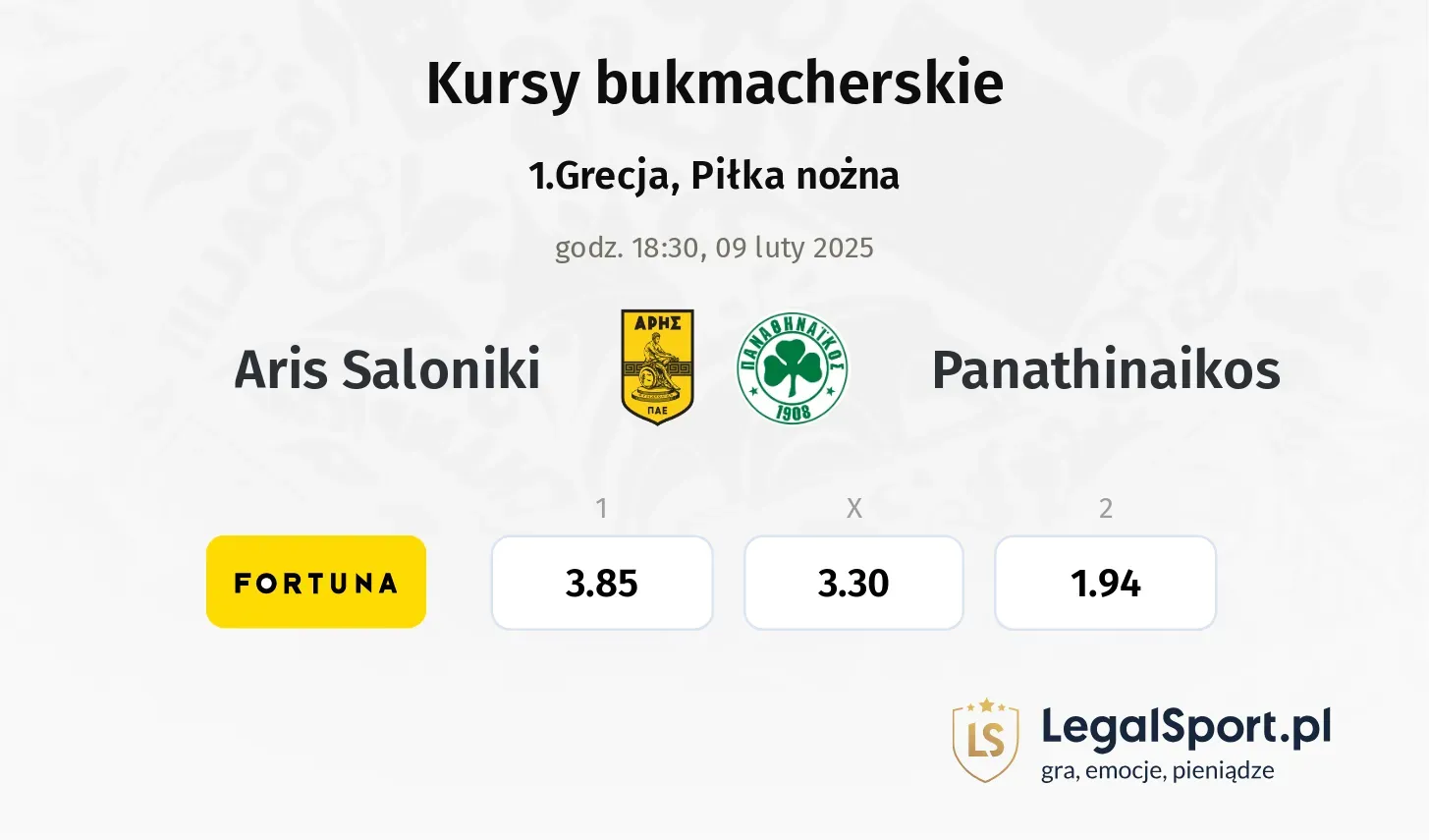 Aris Saloniki - Panathinaikos promocje bonusy na mecz