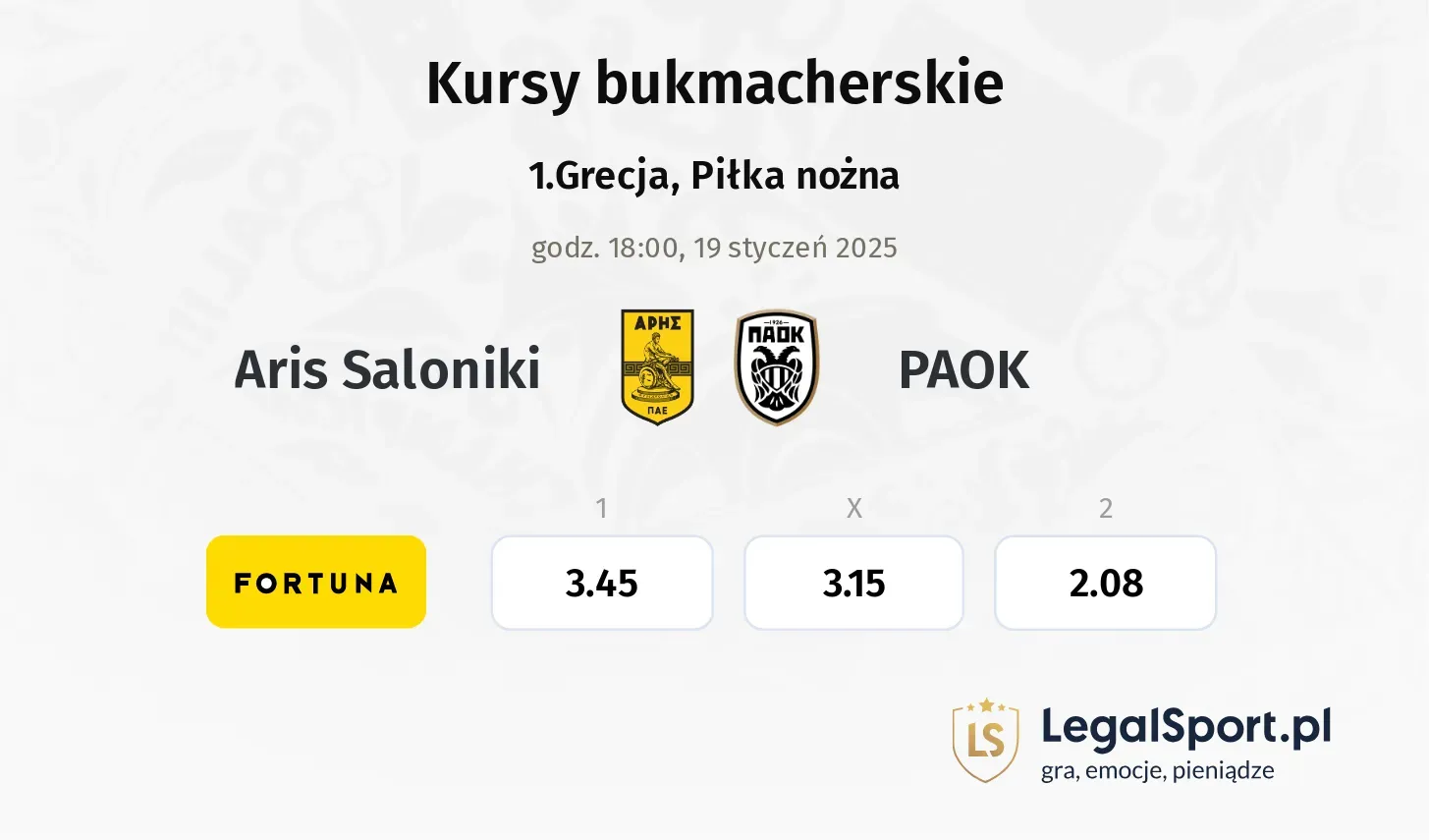 Aris Saloniki - PAOK typy, kursy