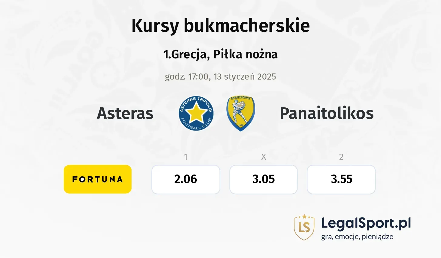 Asteras - Panaitolikos promocje bonusy na mecz