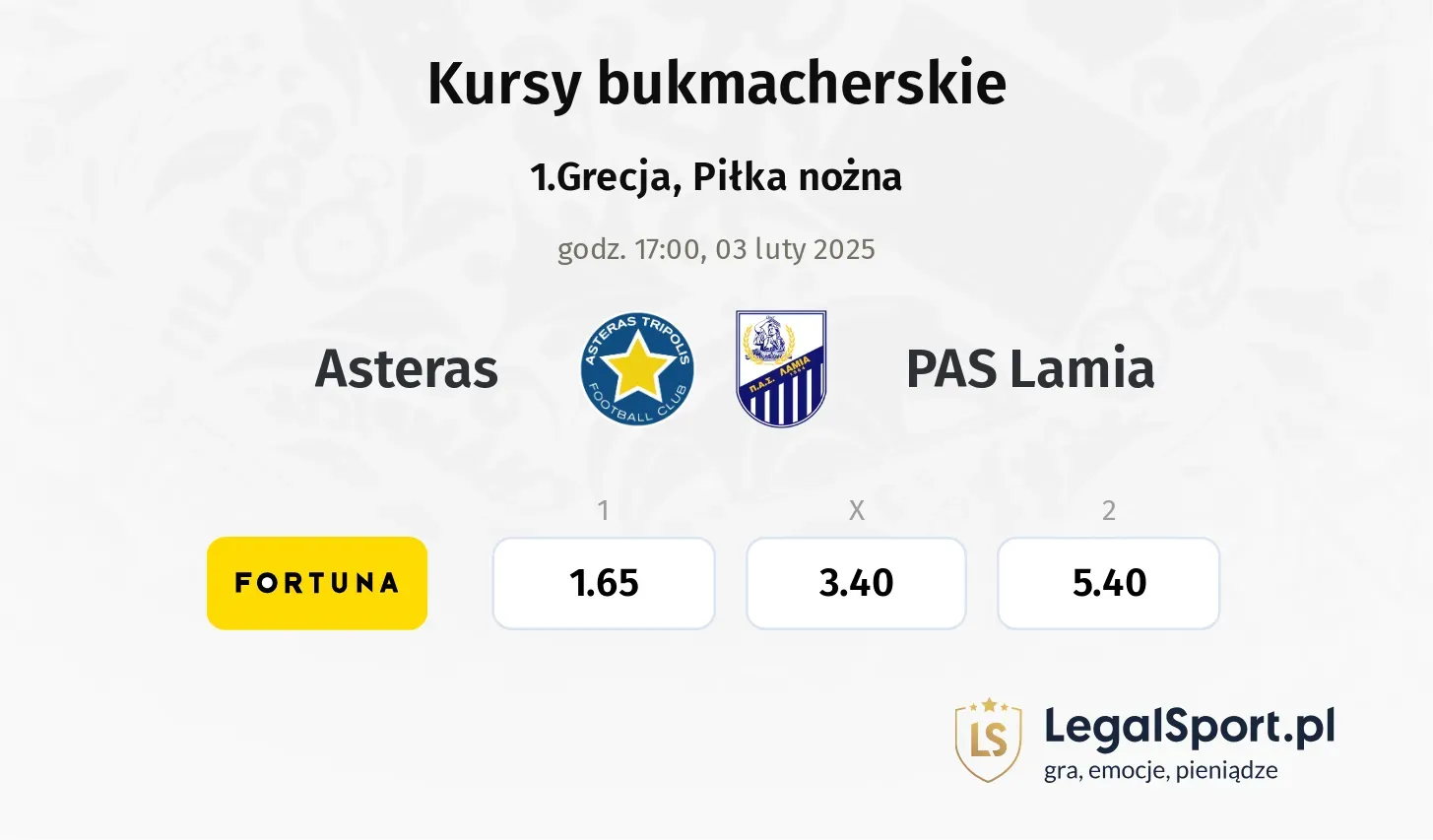 Asteras - PAS Lamia promocje bonusy na mecz