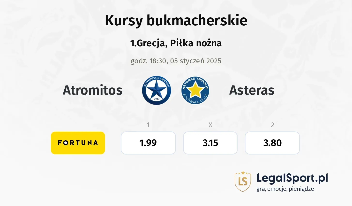 Atromitos - Asteras promocje bonusy na mecz