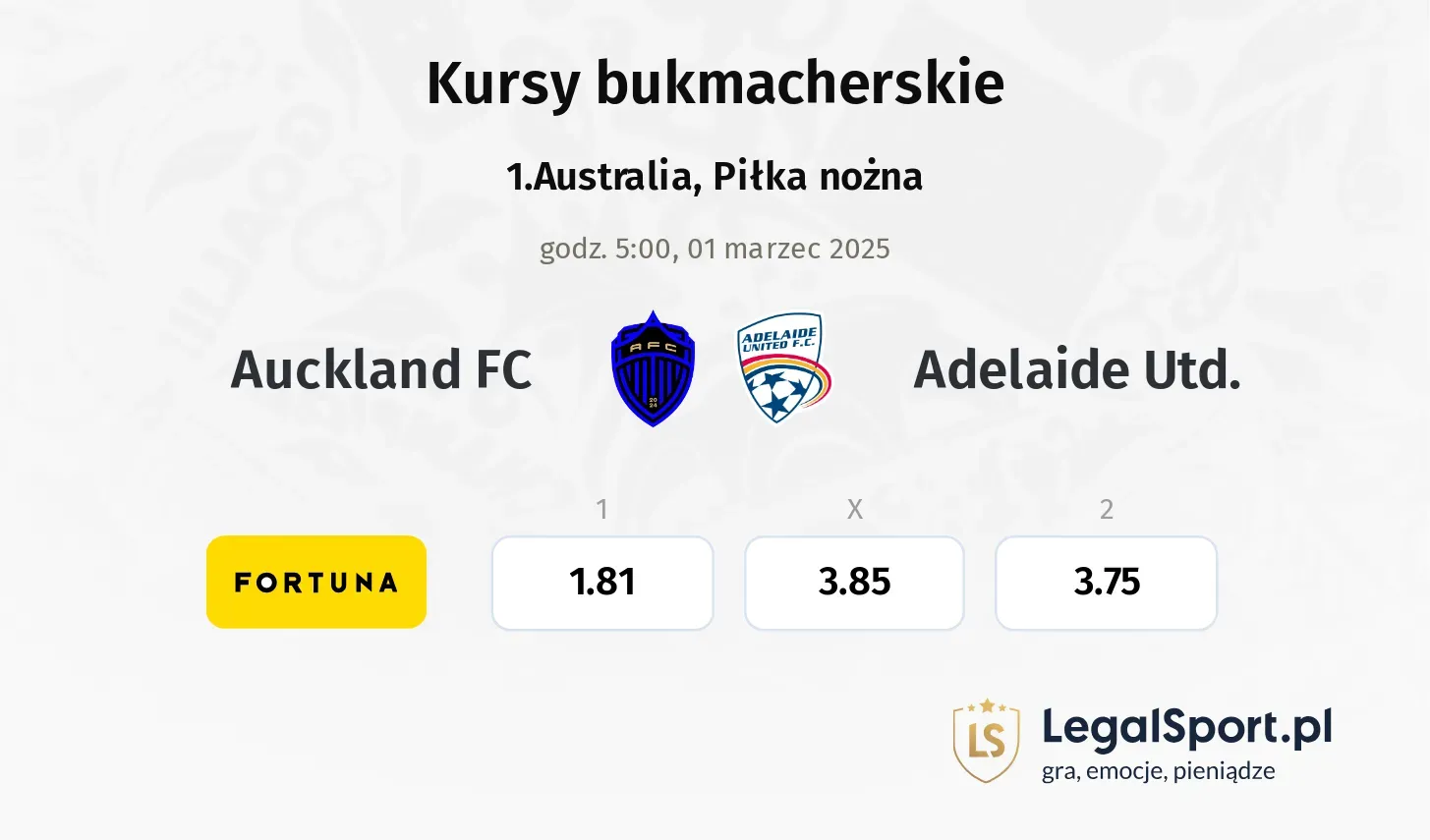 Auckland FC - Adelaide Utd. promocje bonusy na mecz