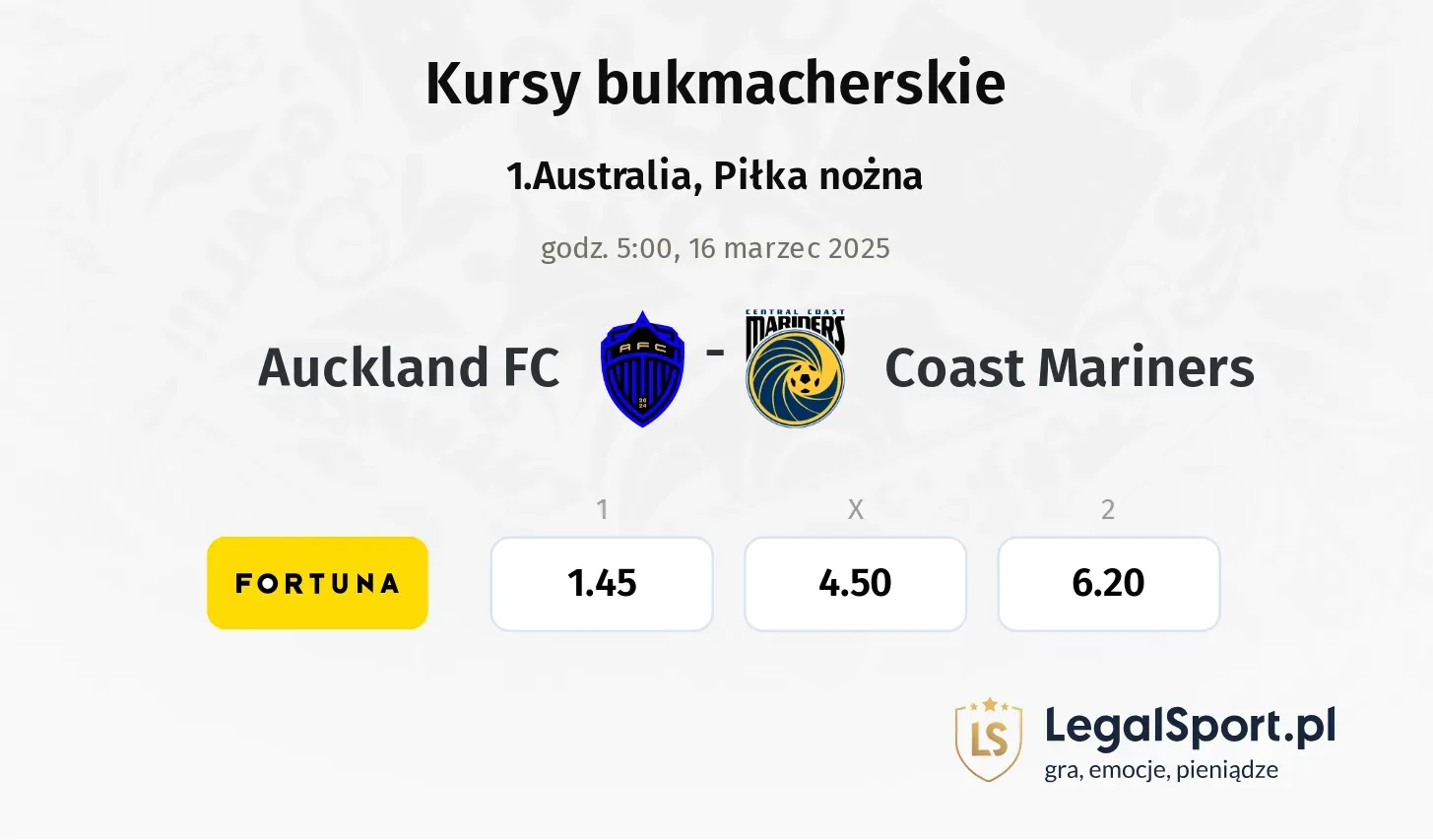 Auckland FC - Coast Mariners promocje bonusy na mecz