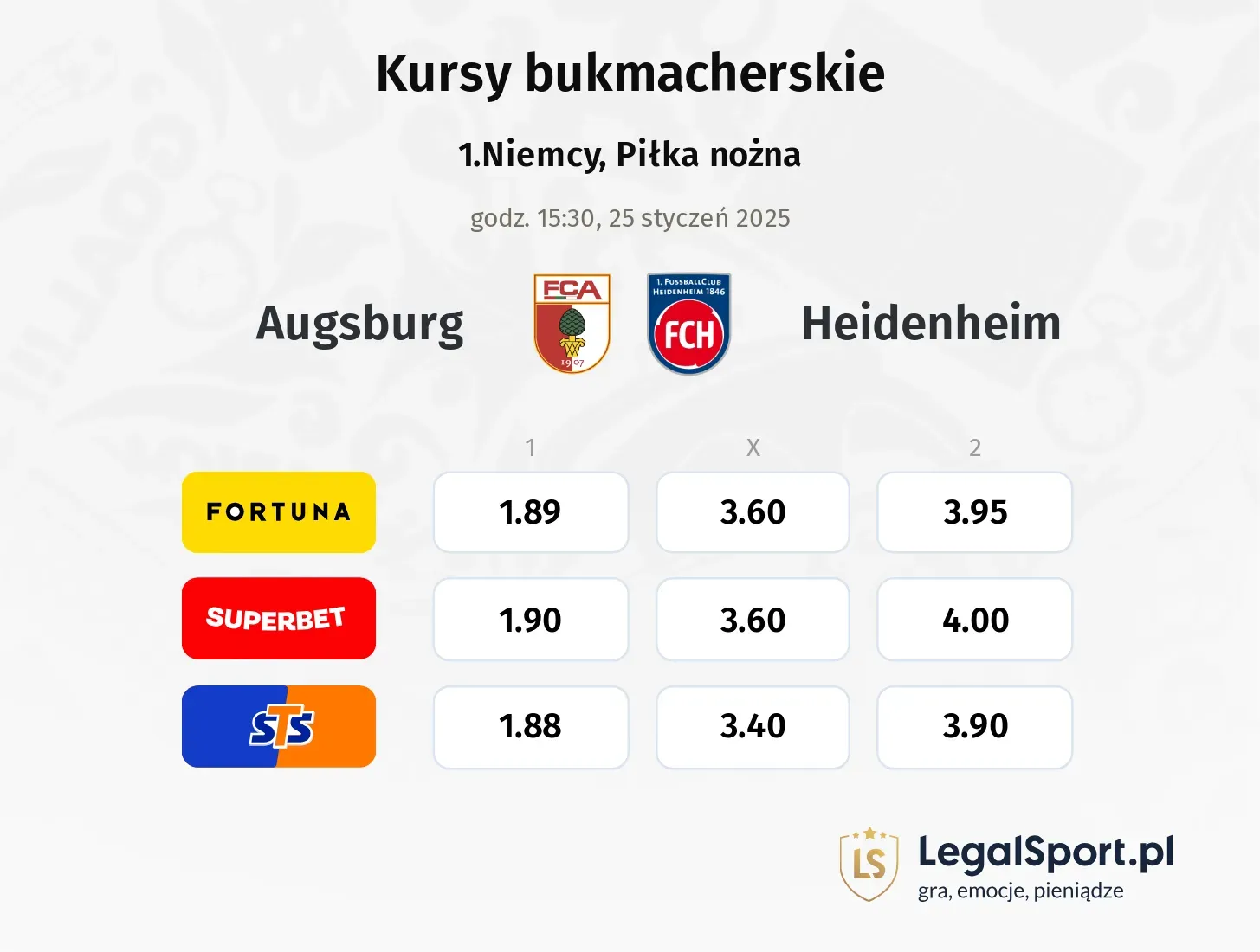 Augsburg - Heidenheim promocje bonusy na mecz