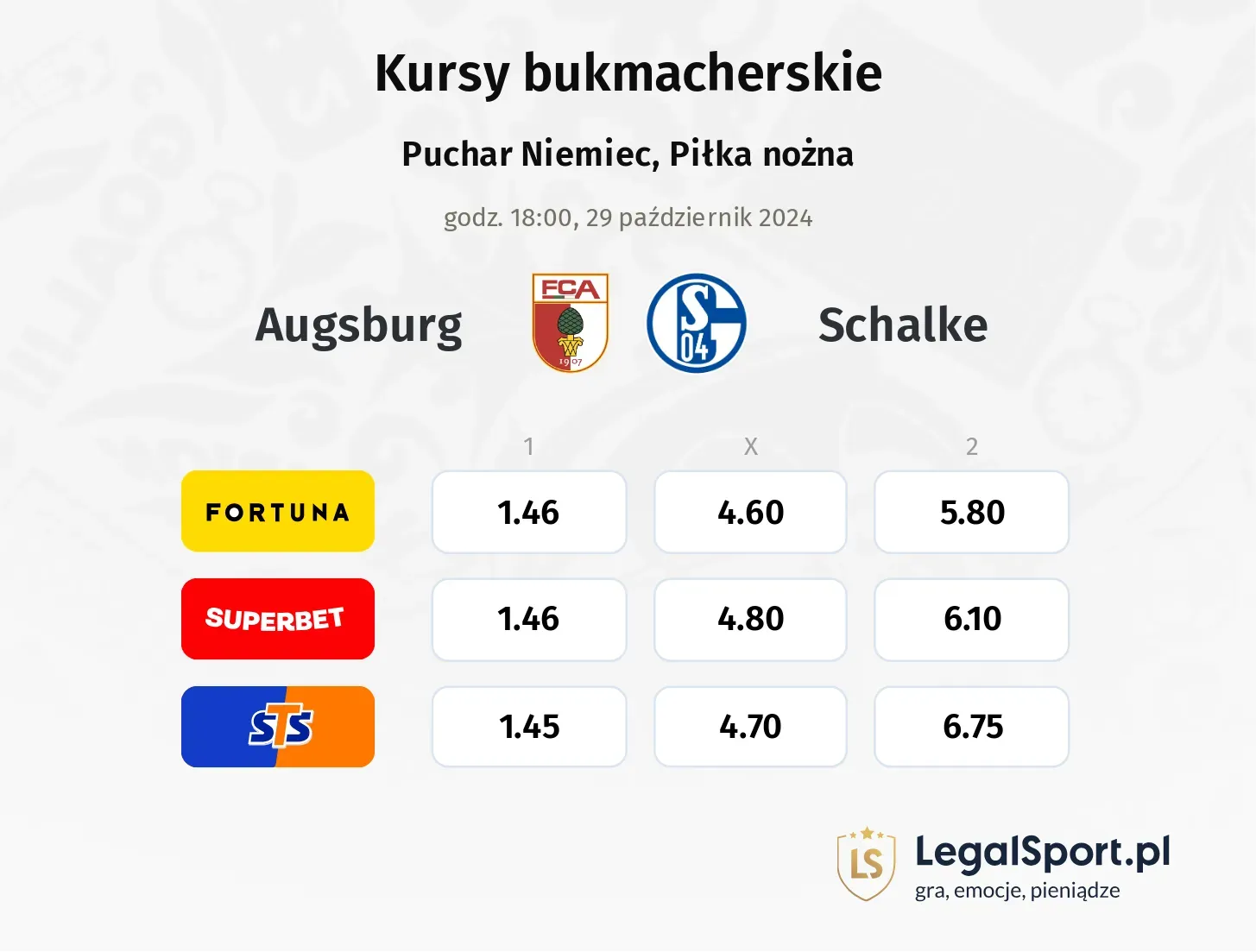 Augsburg - Schalke promocje bonusy na mecz