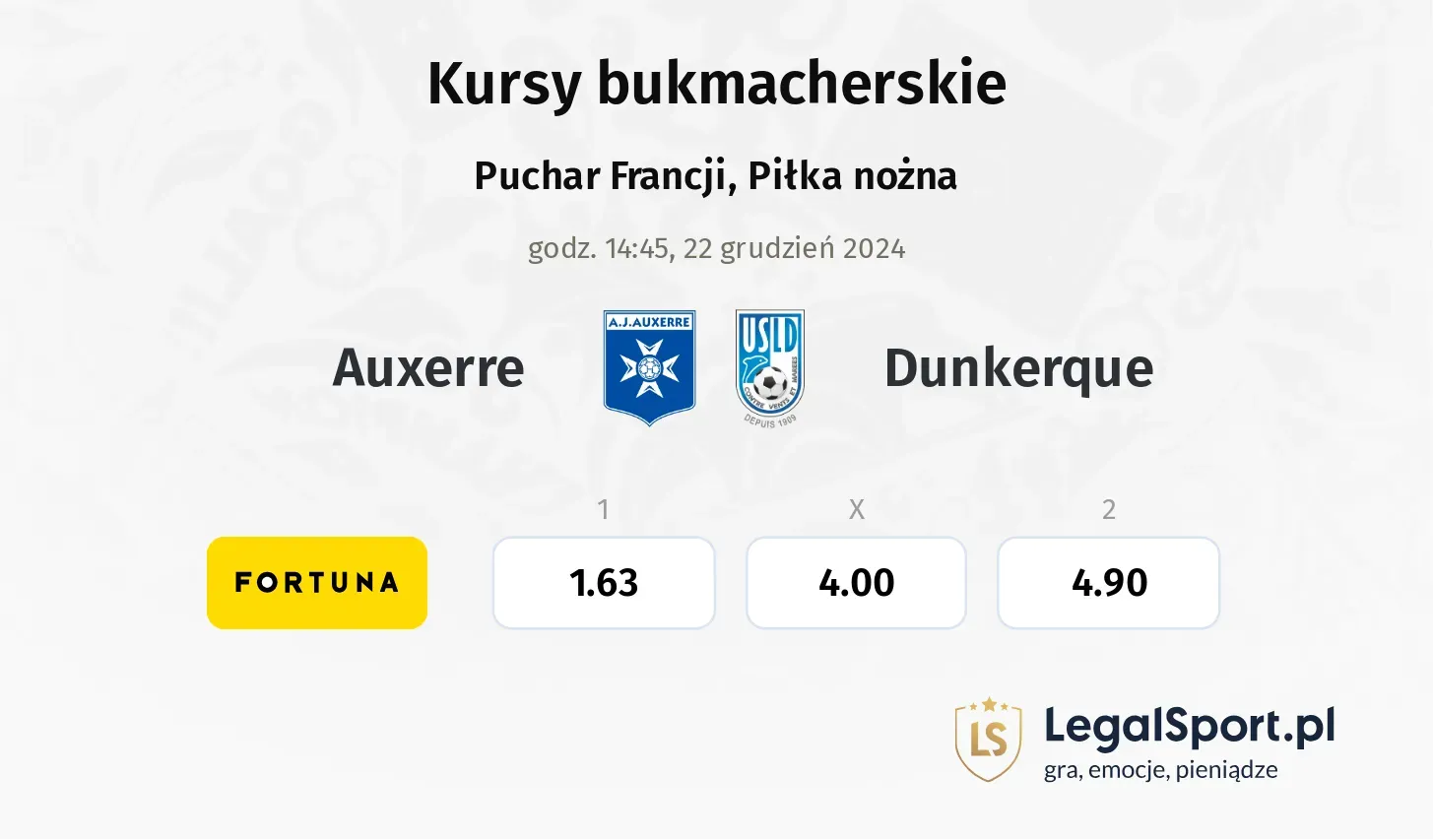 Auxerre - Dunkerque typy, kursy