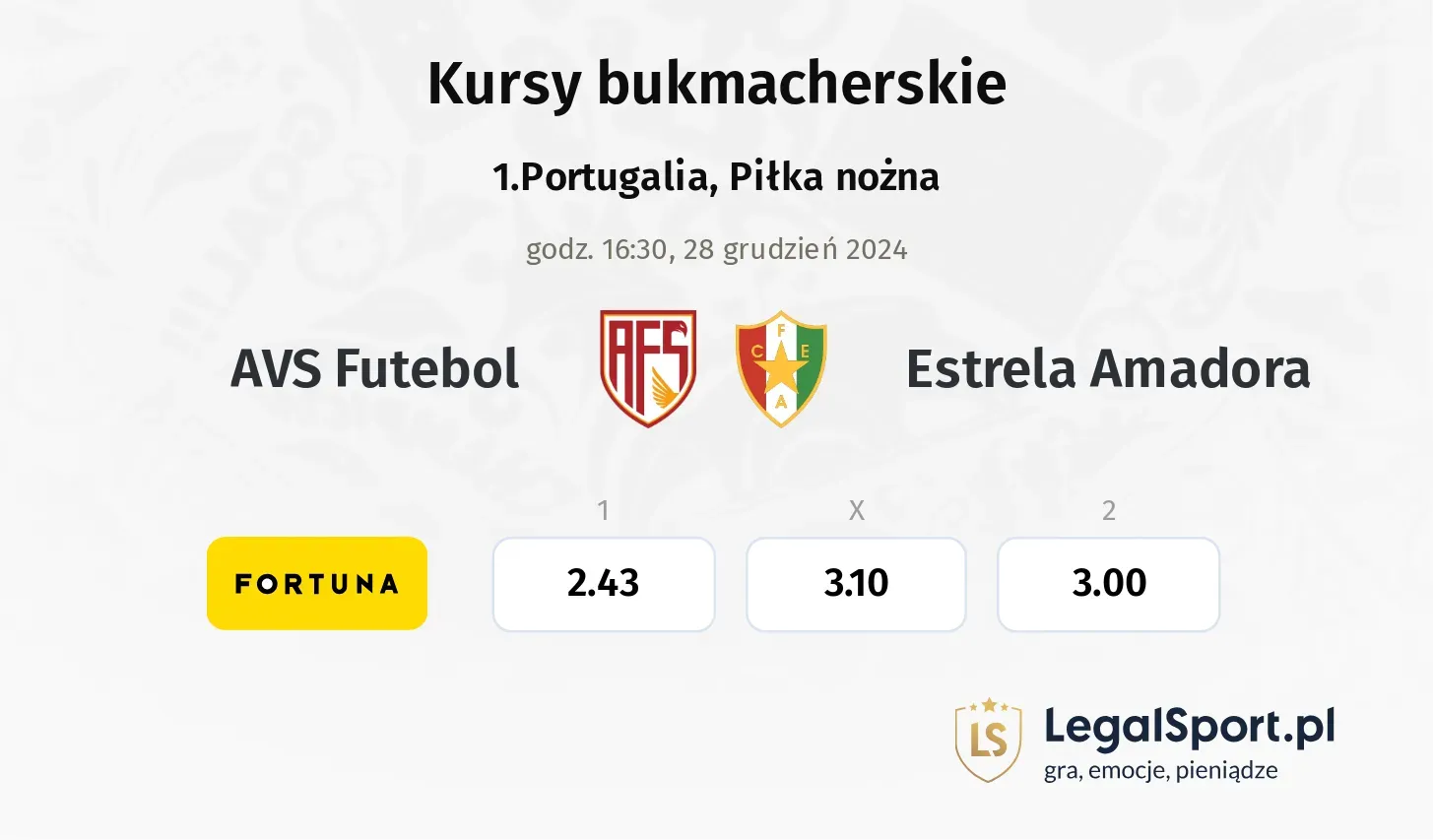 AVS Futebol - Estrela Amadora typy, kursy