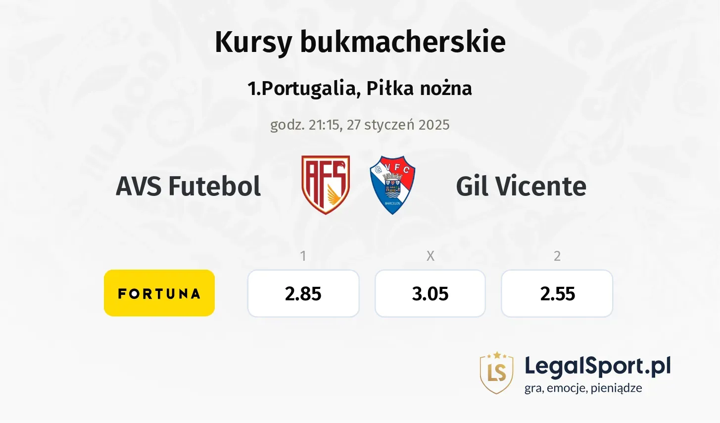 AVS Futebol - Gil Vicente promocje bonusy na mecz