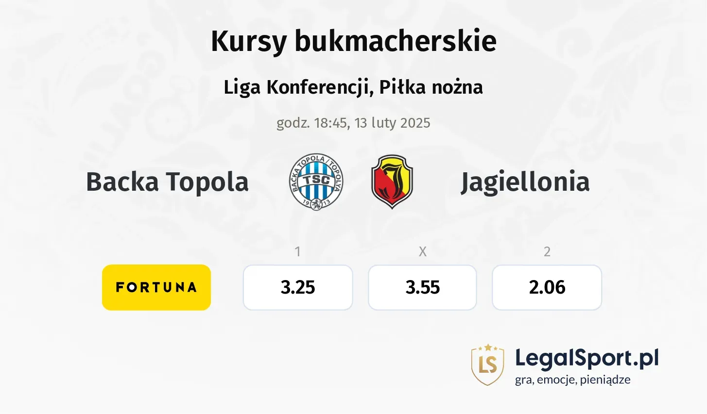 Backa Topola - Jagiellonia promocje bonusy na mecz