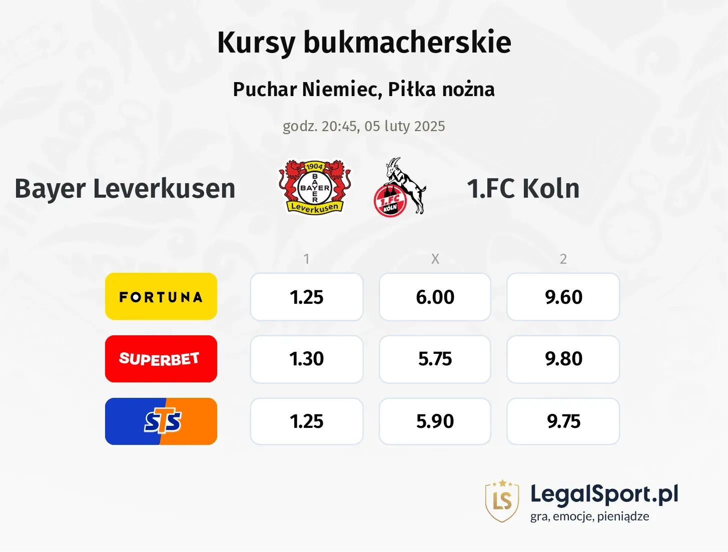 Bayer Leverkusen - 1.FC Koln promocje bonusy na mecz