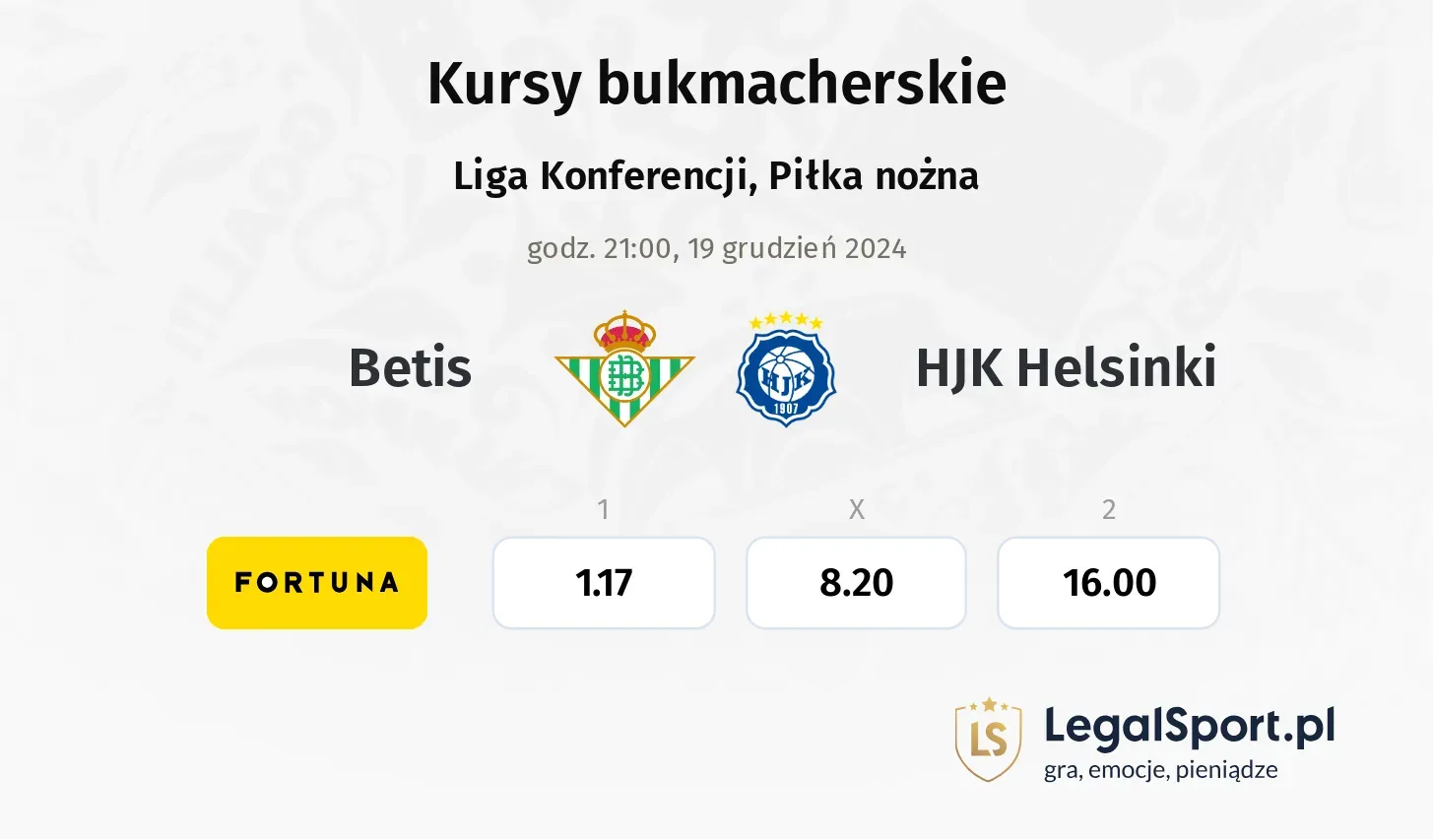 Betis - HJK Helsinki typy, kursy ( 18.12.2024)