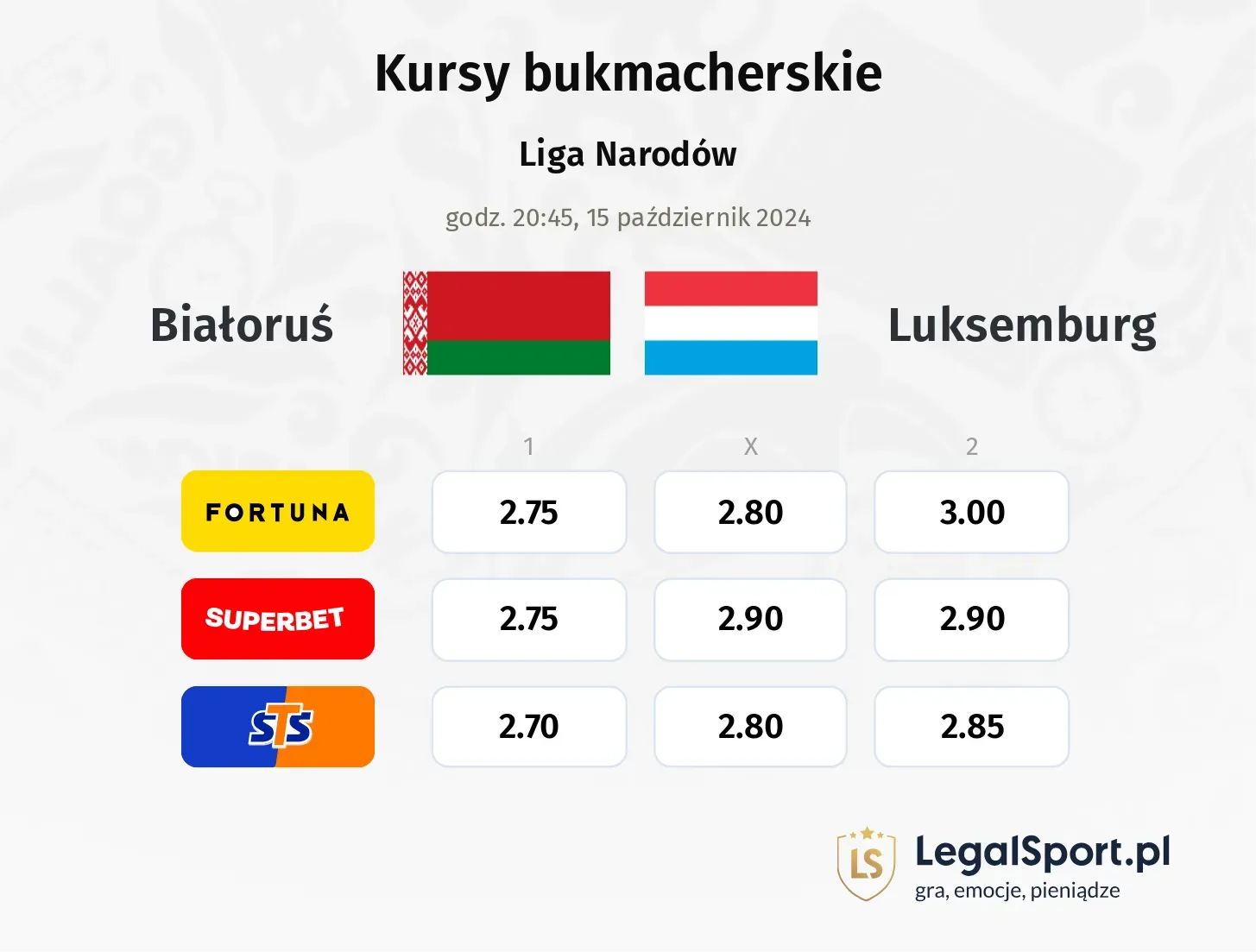 Białoruś - Luksemburg promocje bonusy na mecz