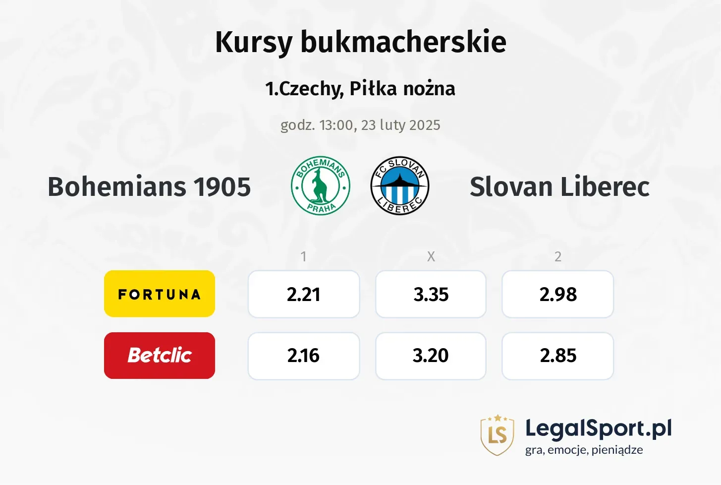 Bohemians 1905 - Slovan Liberec promocje bonusy na mecz