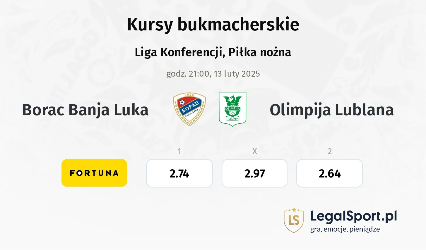 Borac Banja Luka - Olimpija Lublana promocje bonusy na mecz