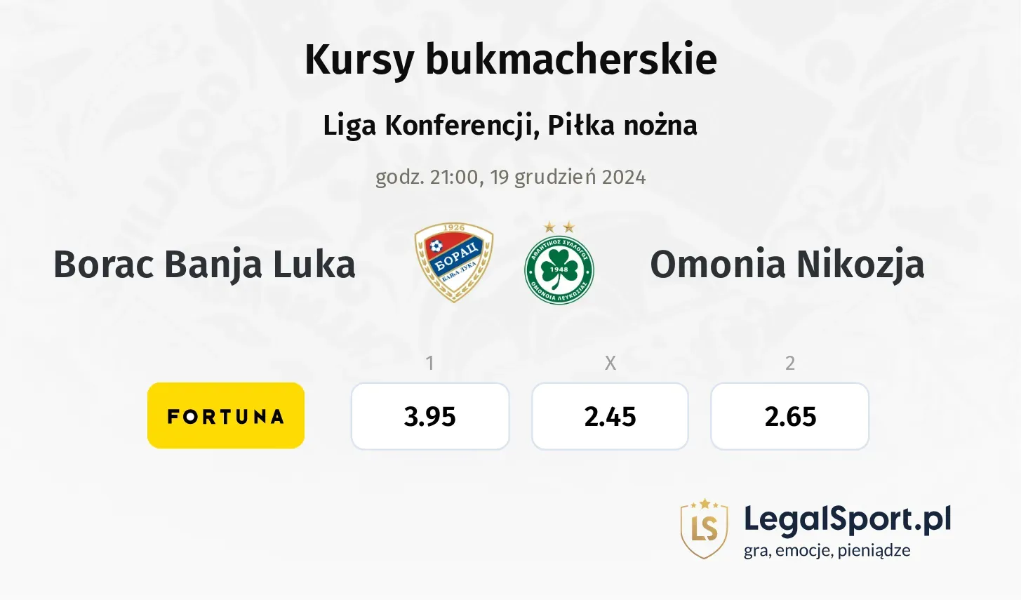 Borac Banja Luka - Omonia Nikozja promocje bonusy na mecz