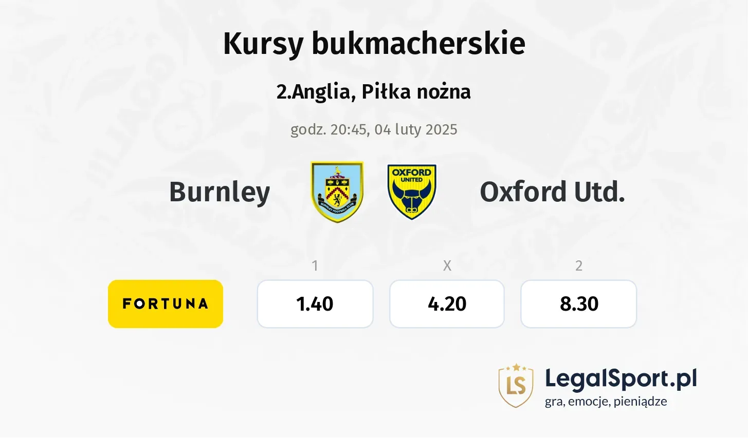 Burnley - Oxford Utd. promocje bonusy na mecz