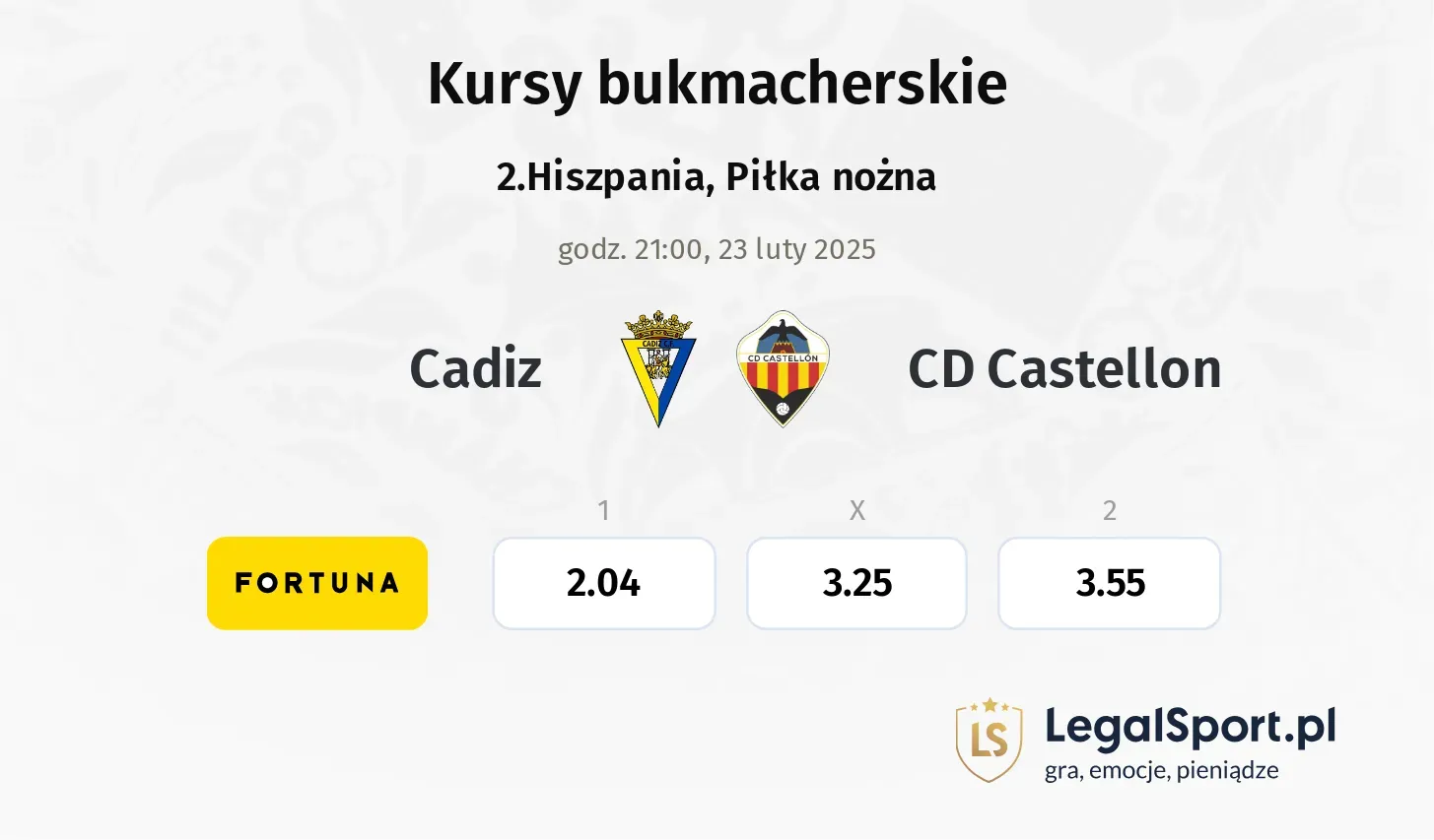 Cadiz - CD Castellon promocje bonusy na mecz