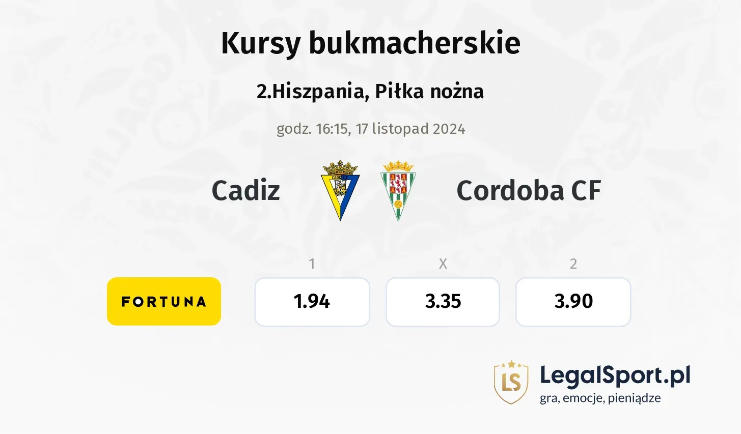 Cadiz - Cordoba CF promocje bonusy na mecz