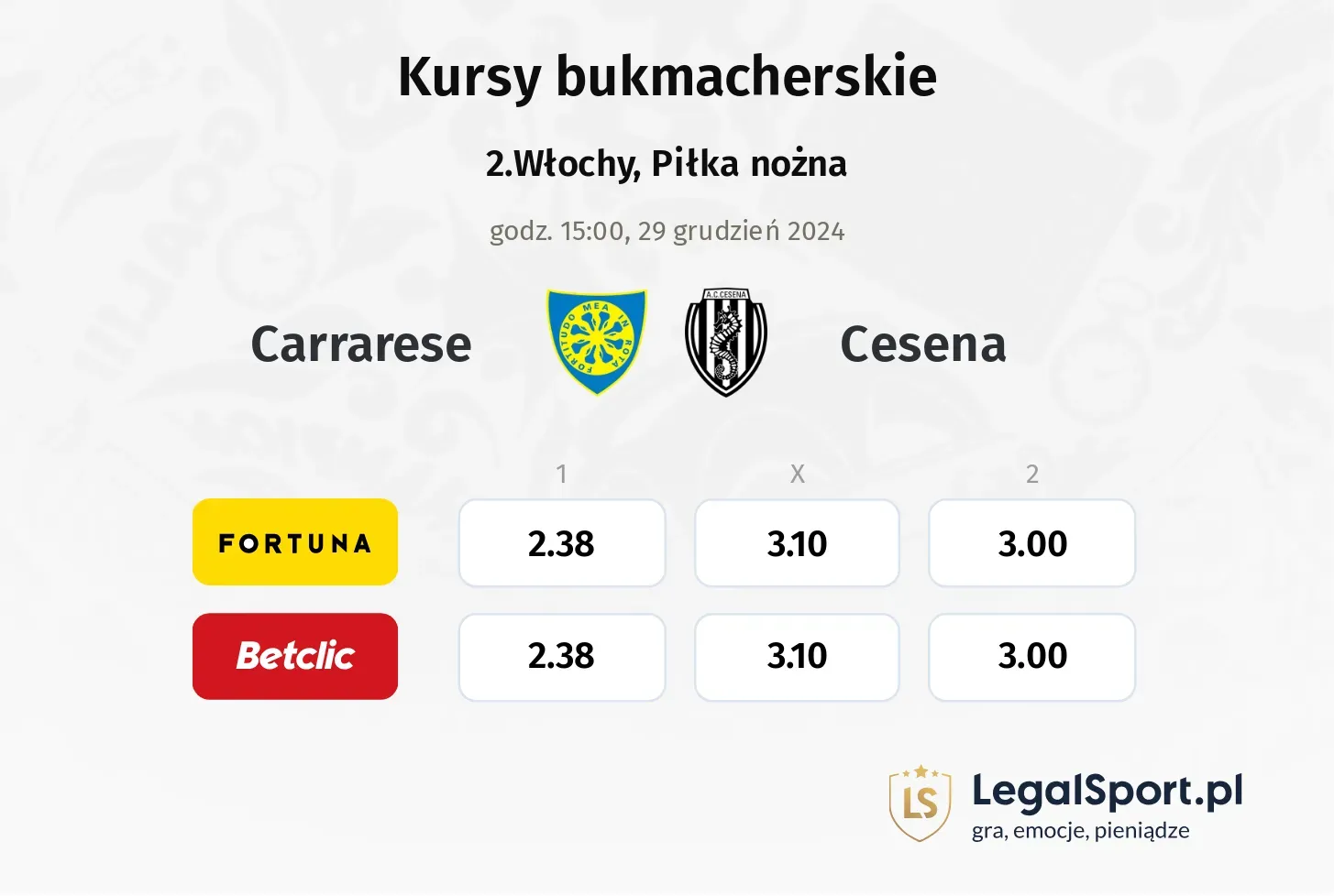 Carrarese - Cesena promocje bonusy na mecz