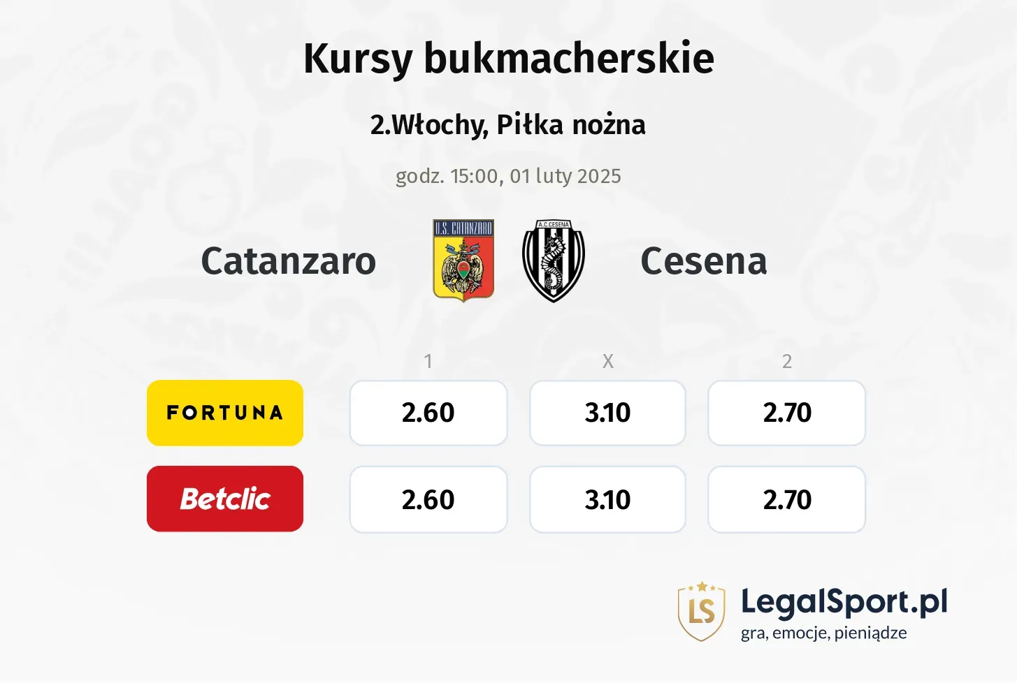 Catanzaro - Cesena promocje bonusy na mecz