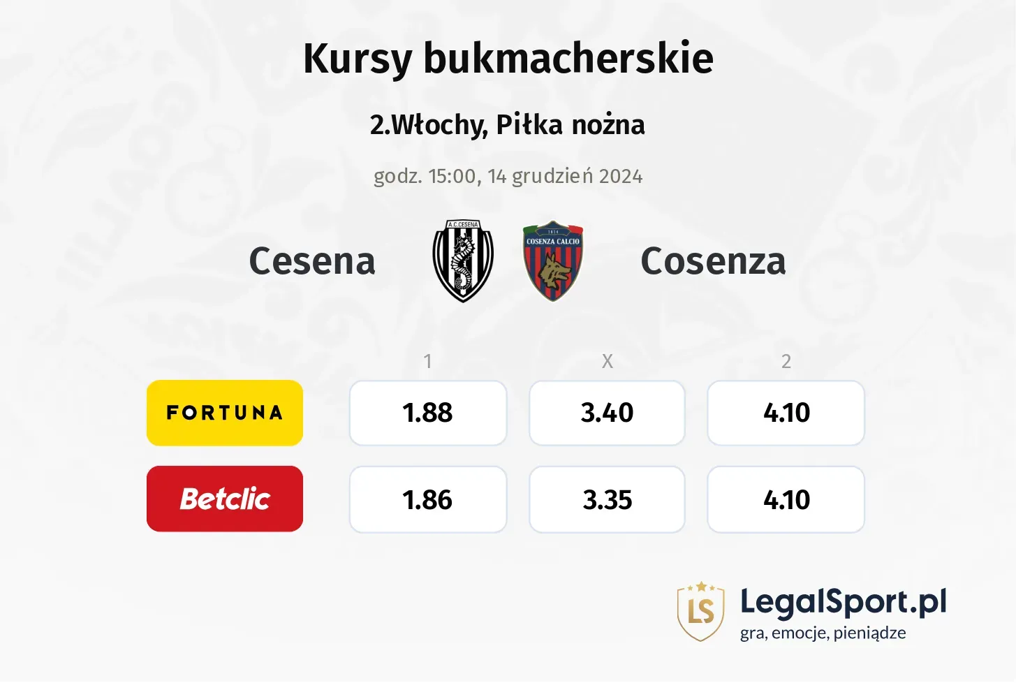 Cesena - Cosenza promocje bonusy na mecz