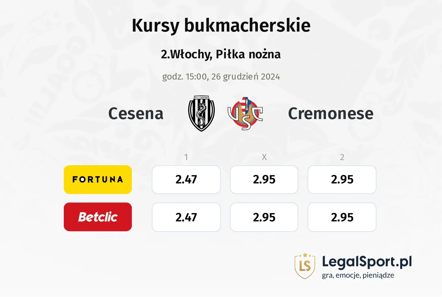 Cesena - Cremonese promocje bonusy na mecz