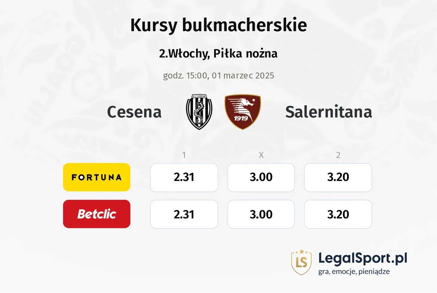 Cesena - Salernitana promocje bonusy na mecz