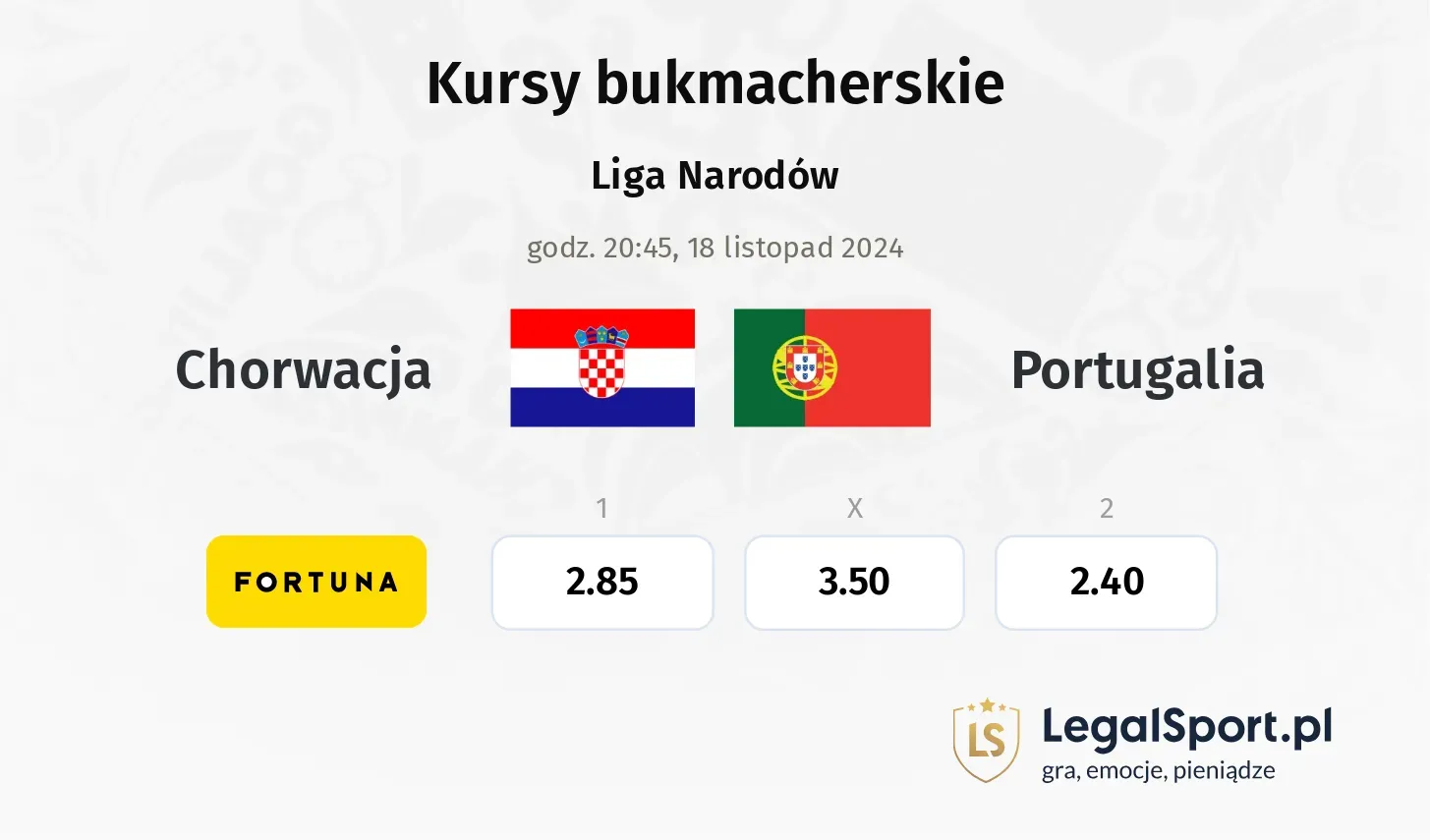 Chorwacja - Portugalia promocje bonusy na mecz