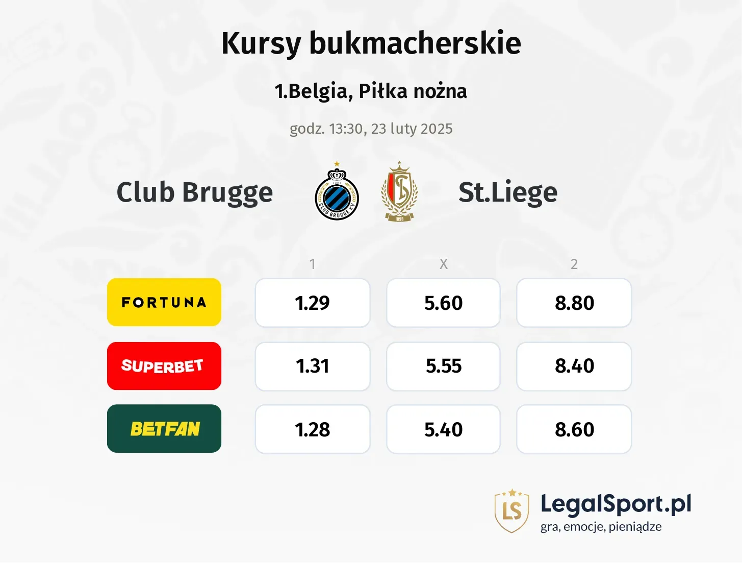 Club Brugge - St.Liege typy, kursy