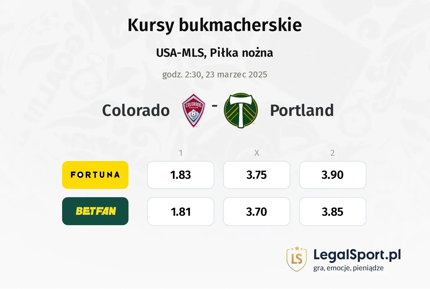 Colorado - Portland promocje bonusy na mecz