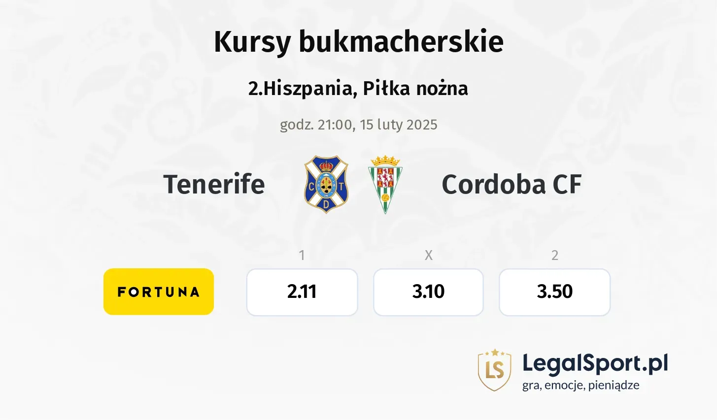 Cordoba CF - Tenerife typy, kursy