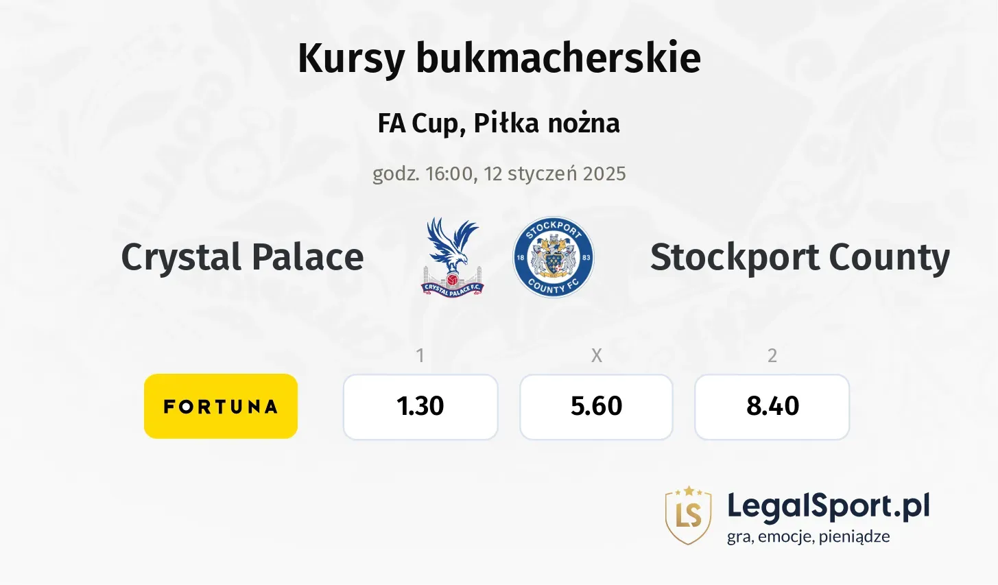 Crystal Palace - Stockport County promocje bonusy na mecz