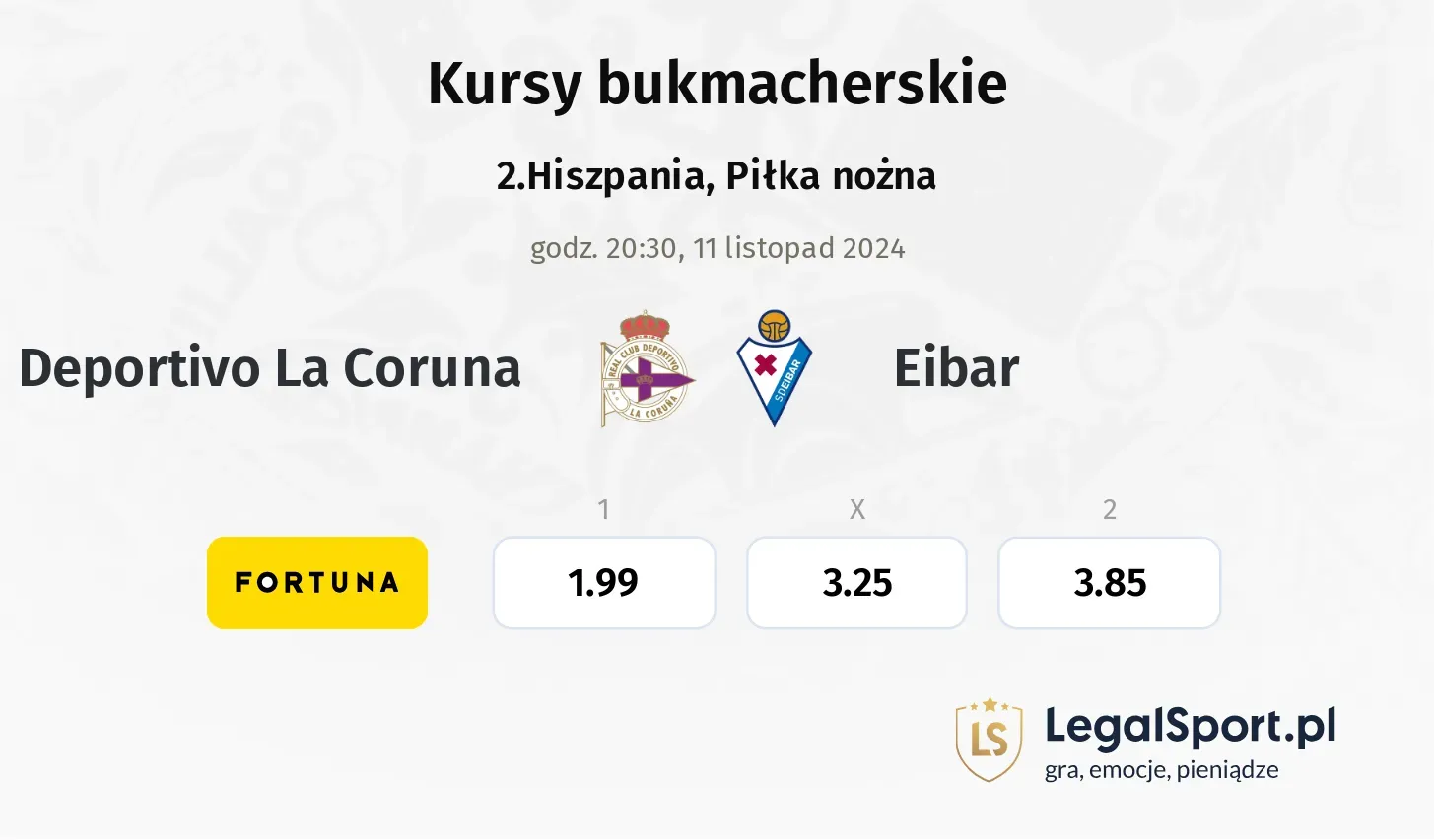 Deportivo La Coruna - Eibar promocje bonusy na mecz