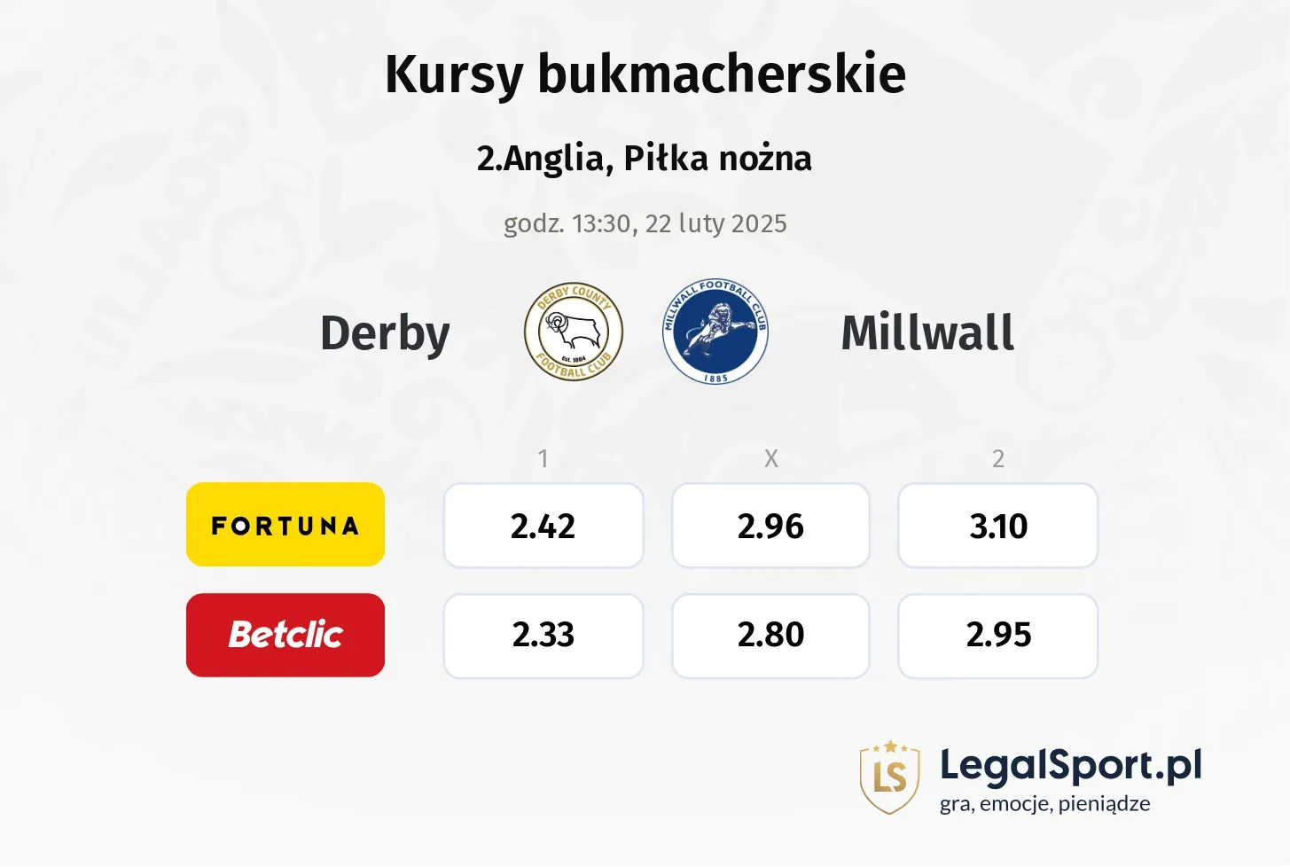 Derby - Millwall promocje bonusy na mecz