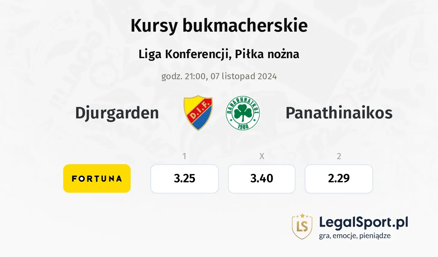 Djurgarden - Panathinaikos typy, kursy 07.11, godz. 21:00